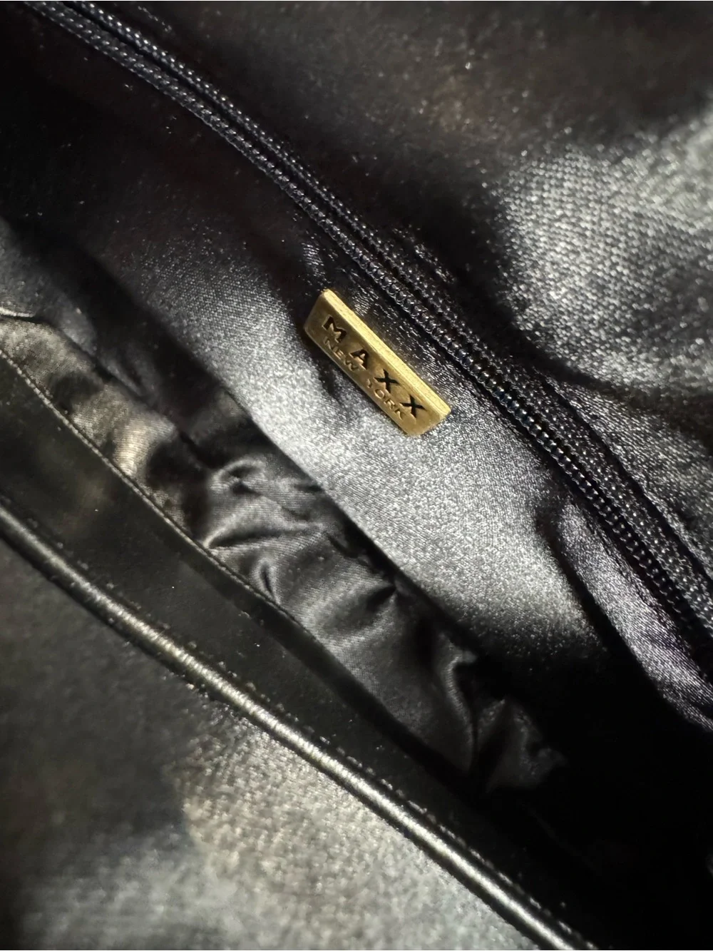 Maxx New York Leather Black Small Shoulder Bag Floral Embroidered Y2K Asymmetric